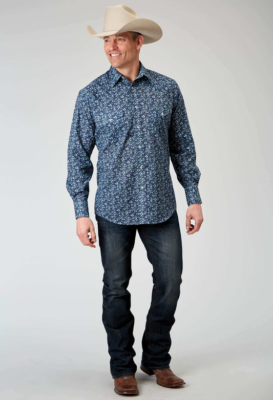 Roper Mens Long Sleeve Snap Ditsy Floral Print Western Shirt - Roper - Flyclothing LLC