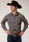 Roper Mens Long Sleeve Snap Chocolate And Cream Tear Drop Print Western Shirt - Roper - Flyclothing LLC