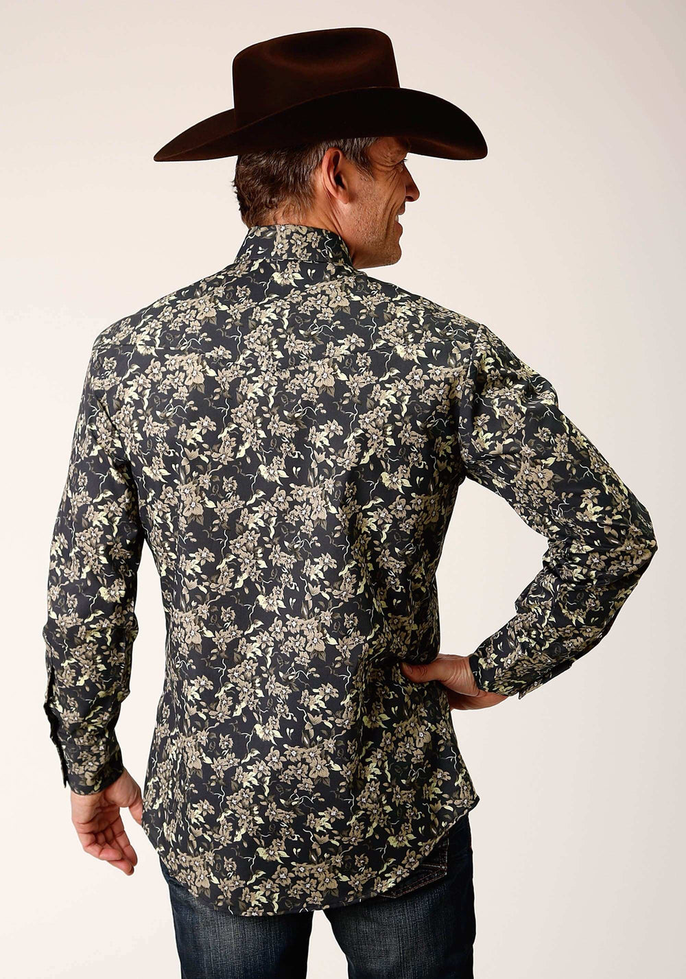 Roper Mens Long Sleeve Snap Vintage Dark Floral Print Western Shirt - Roper - Flyclothing LLC