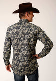 Roper Mens Long Sleeve Snap Vintage Dark Floral Print Western Shirt - Roper - Flyclothing LLC