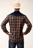 Roper Mens Long Sleeve Snap Navy And Brown Plaid Western Shirt - Roper - Flyclothing LLC