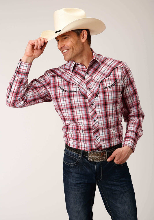 Roper Mens Long Sleeve Snap Red Plaid Western Shirt - Roper - Flyclothing LLC