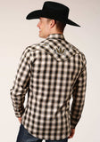 Roper Mens Long Sleeve Snap Black Cream And Olive Plaid Western Shirt - Roper - Flyclothing LLC