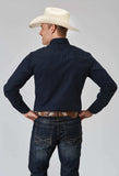 Roper Mens Long Sleeve Snap Solid Broadcloth Deep Navy Western Shirt - Roper - Flyclothing LLC