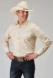Roper Mens Long Sleeve Snap Solid Broadcloth Warm Ecru Western Shirt - Roper - Flyclothing LLC