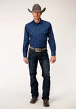Roper Mens Long Sleeve Snap Solid Broadcloth Denim Blue Western Shirt - Roper - Flyclothing LLC