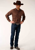 Roper Mens Long Sleeve Snap Solid Broadcloth Warm Brown Western Shirt - Roper - Flyclothing LLC