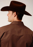Roper Mens Long Sleeve Snap Solid Broadcloth Warm Brown Western Shirt - Roper - Flyclothing LLC