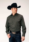 Roper Mens Long Sleeve Snap Dark Charcoal Grey Solid Broadcloth Western Shirt - Roper - Flyclothing LLC
