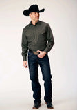 Roper Mens Long Sleeve Snap Dark Charcoal Grey Solid Broadcloth Western Shirt - Roper - Flyclothing LLC