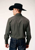 Roper Mens Long Sleeve Snap Dark Charcoal Grey Solid Broadcloth Western Shirt - Roper - Flyclothing LLC