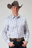Roper Mens Long Sleeve Snap Blue Stripe Western Shirt - Roper - Flyclothing LLC