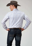 Roper Mens Long Sleeve Snap Blue Stripe Western Shirt - Roper - Flyclothing LLC