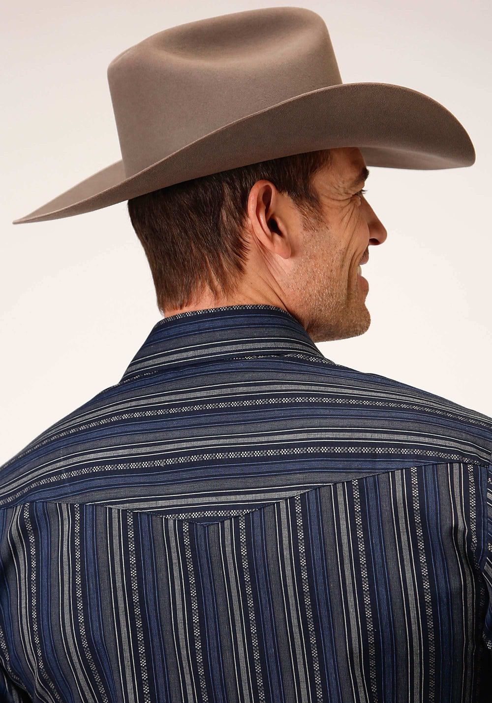 Roper Mens Long Sleeve Snap Black Blue Cream Stripe Western Shirt - Roper - Flyclothing LLC