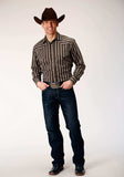 Roper Mens Long Sleeve Snap Chocolate Stripe Western Shirt - Roper - Flyclothing LLC