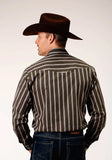 Roper Mens Long Sleeve Snap Chocolate Stripe Western Shirt - Roper - Flyclothing LLC
