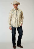 Roper Mens Long Sleeve Snap Floral Stripe Western Shirt With Solid Piping On Front And Back Yokes Smile Pockets - Roper - Flyclothing LLC