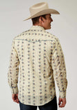Roper Mens Long Sleeve Snap Floral Stripe Western Shirt With Solid Piping On Front And Back Yokes Smile Pockets - Roper - Flyclothing LLC