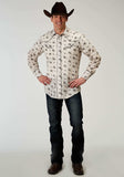 Roper Mens Long Sleeve Snap Vintage Floral Western Shirt With Solid Piping On Front And Back Yokes Smile Pockets - Roper - Flyclothing LLC