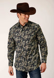 Roper Mens Long Sleeve Snap Vintage Dark Floral Print Western Shirt - Roper - Flyclothing LLC