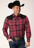 Roper Mens Long Sleeve Snap Bright Red Plaid Western Shirt - Roper - Flyclothing LLC