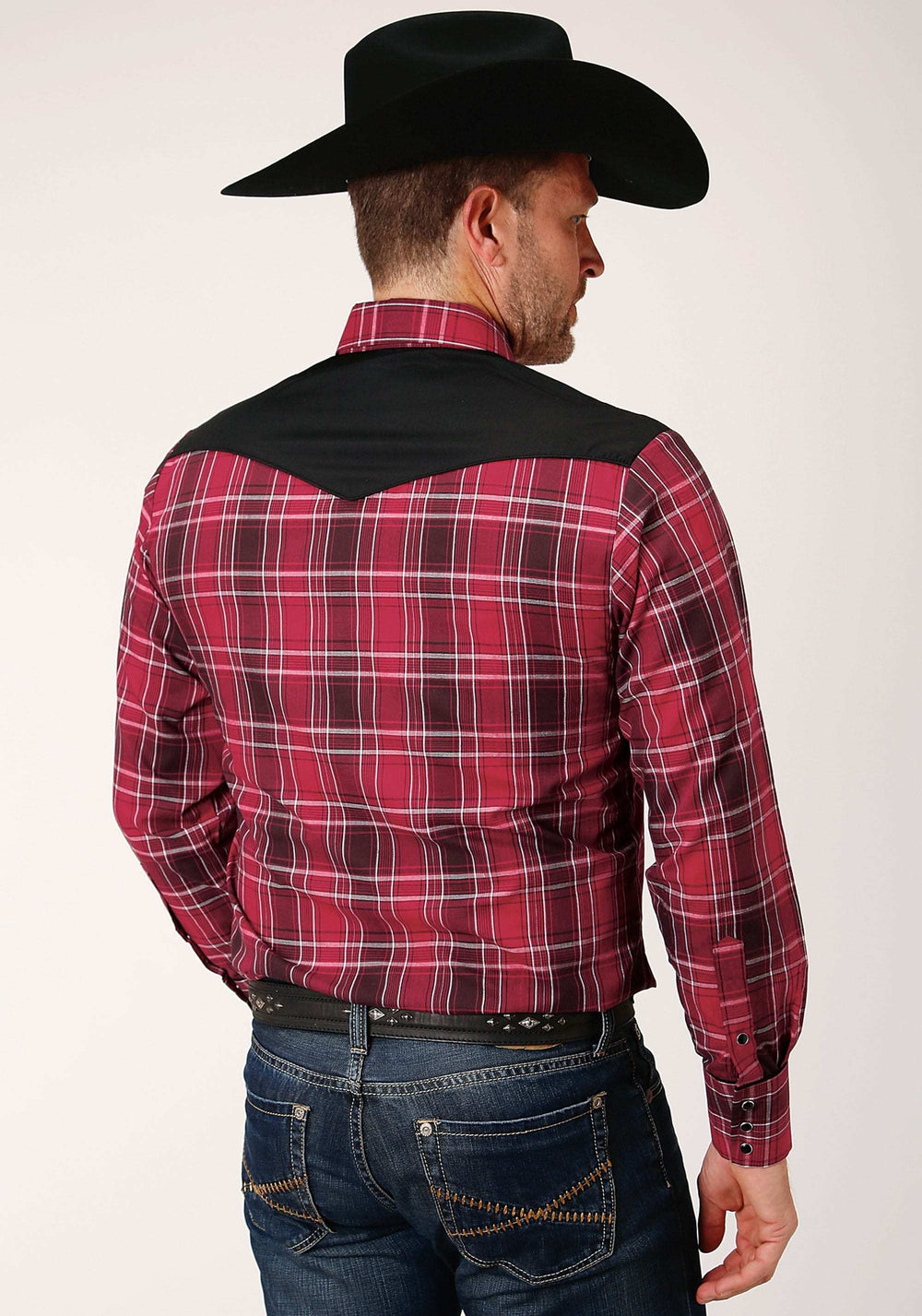 Roper Mens Long Sleeve Snap Bright Red Plaid Western Shirt - Roper - Flyclothing LLC