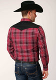 Roper Mens Long Sleeve Snap Bright Red Plaid Western Shirt - Roper - Flyclothing LLC