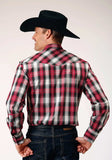 Roper Mens Long Sleeve Snap Red Black Grey Plaid Western Shirt - Roper - Flyclothing LLC