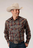 Roper Mens Long Sleeve Snap Multi Brown Black Green Plaid Western Shirt - Roper - Flyclothing LLC