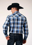 Roper Mens Long Sleeve Snap Blue Black White Plaid Western Shirt - Roper - Flyclothing LLC