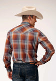 Roper Mens Long Sleeve Snap Brown Navy Cream Plaid Western Shirt - Roper - Flyclothing LLC