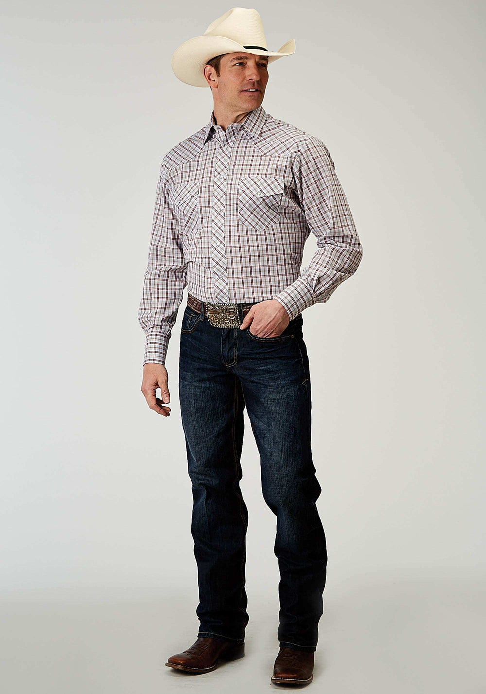 Roper Mens Long Sleeve Snap Vintage Plaid Western Shirt - Roper - Flyclothing LLC