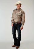Roper Mens Long Sleeve Snap Brown Plaid Western Shirt - Roper - Flyclothing LLC