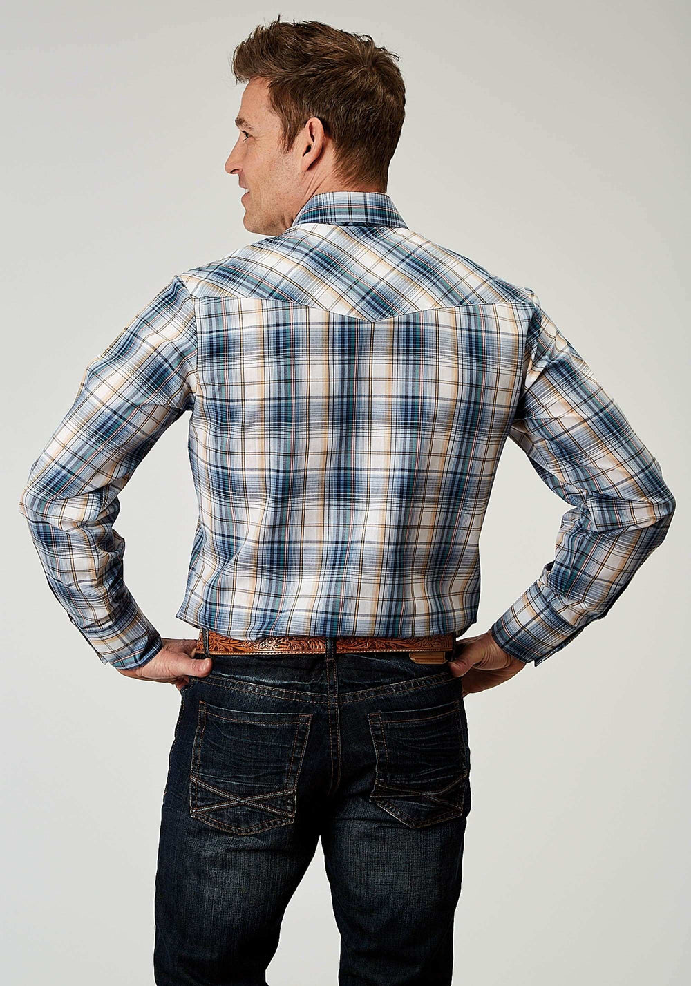 Roper Mens Long Sleeve Snap Madras Plaid Western Shirt - Roper - Flyclothing LLC