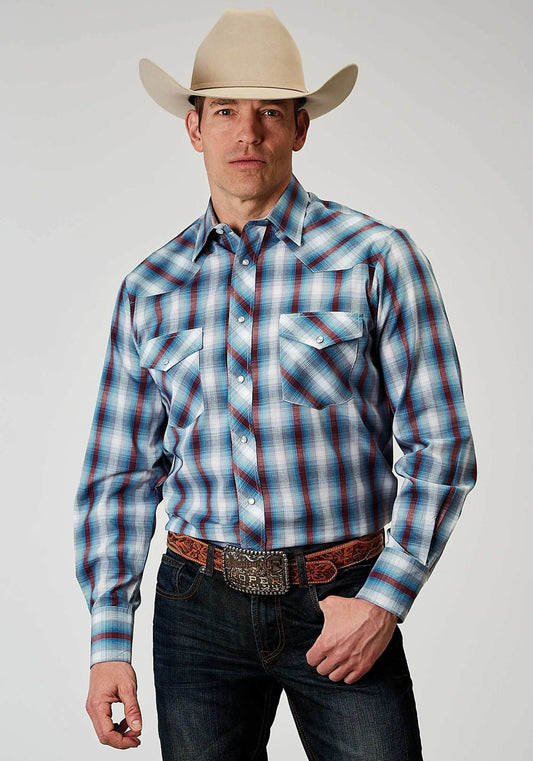 Roper Mens Long Sleeve Snap Americana Plaid Western Shirt - Roper - Flyclothing LLC