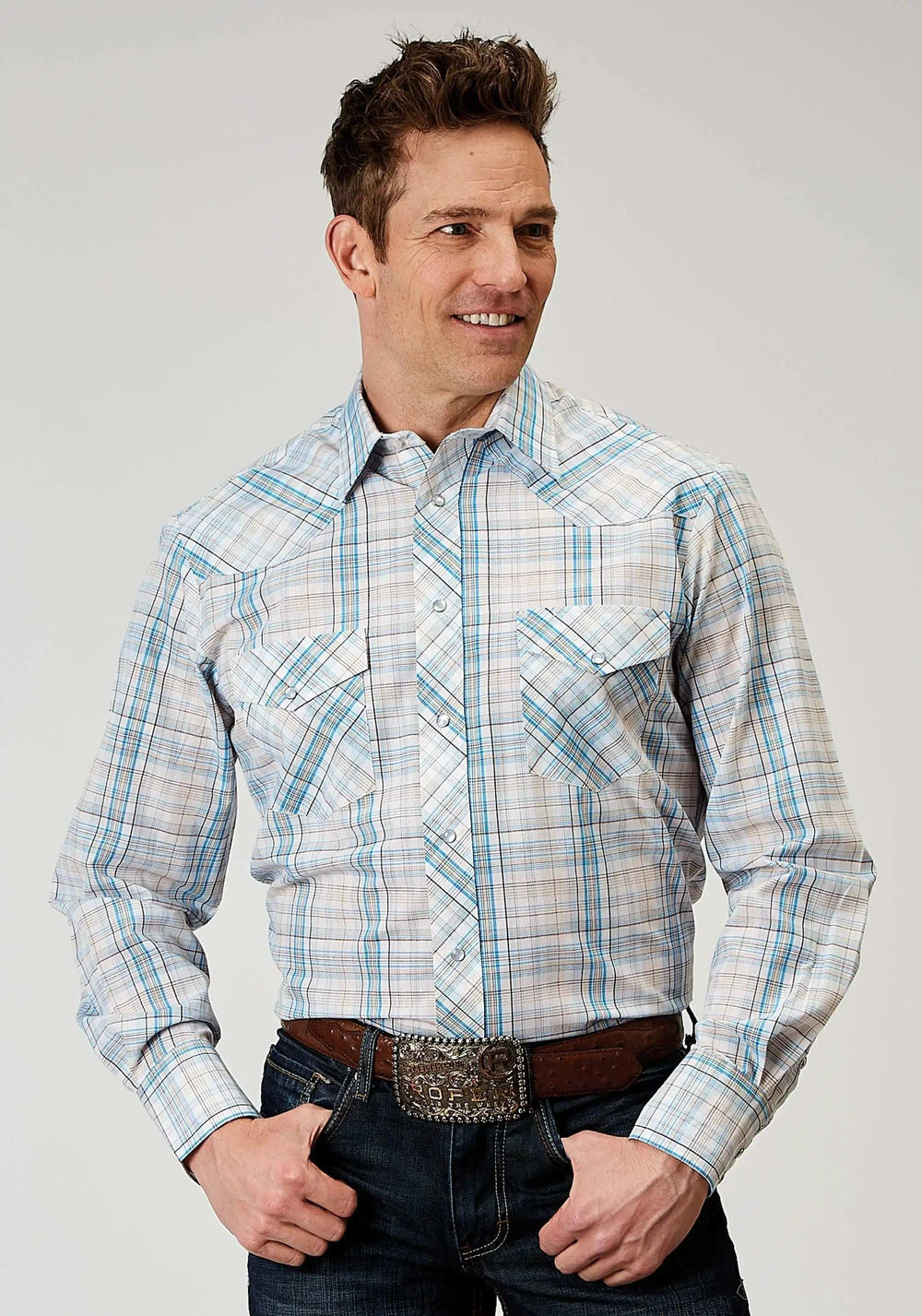 Roper Mens Long Sleeve Snap Multi Plaid Western Shirt - Roper - Flyclothing LLC