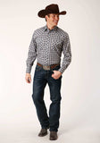 Roper Mens Long Sleeve Snap Navy Cream Tan Small Scale Plaid Western Shirt - Roper - Flyclothing LLC