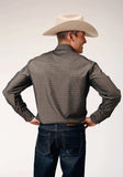 Roper Mens Long Sleeve Snap Grey Floral Stripe Tone On Tone Western Shirt - Roper - Flyclothing LLC