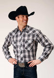 Roper Mens Long Sleeve Snap Black Aqua Grey Plaid Western Shirt Tall Fit - Roper - Flyclothing LLC