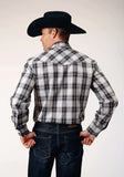 Roper Mens Long Sleeve Snap Black Aqua Grey Plaid Western Shirt Tall Fit - Roper - Flyclothing LLC