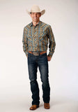 Roper Mens Long Sleeve Snap Green Rust Tan Small Scale Plaid Western Shirt Tall Fit - Roper - Flyclothing LLC