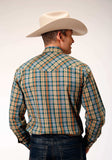 Roper Mens Long Sleeve Snap Green Rust Tan Small Scale Plaid Western Shirt Tall Fit - Roper - Flyclothing LLC