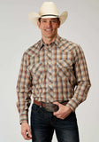 Roper Mens Long Sleeve Snap Brown Plaid Western Shirt Tall Fit - Roper - Flyclothing LLC
