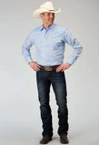 Roper Mens Long Sleeve Snap Light Blue Tonal Stripe Western Shirt Tall Fit - Roper - Flyclothing LLC
