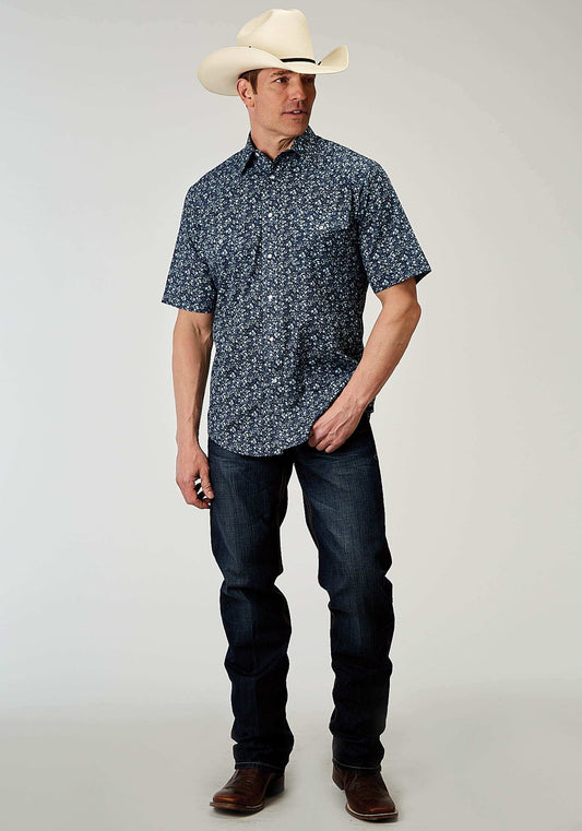 Roper Mens Short Sleeve Snap Ditsy Floral Print Western Shirt - Roper - Flyclothing LLC