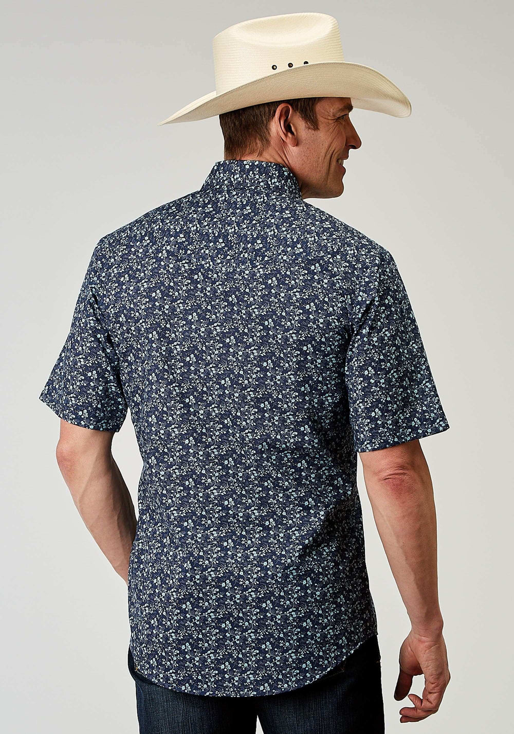 Roper Mens Short Sleeve Snap Ditsy Floral Print Western Shirt - Roper - Flyclothing LLC