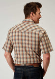 Roper Mens Short Sleeve Snap Brown Plaid Western Shirt - Roper - Flyclothing LLC
