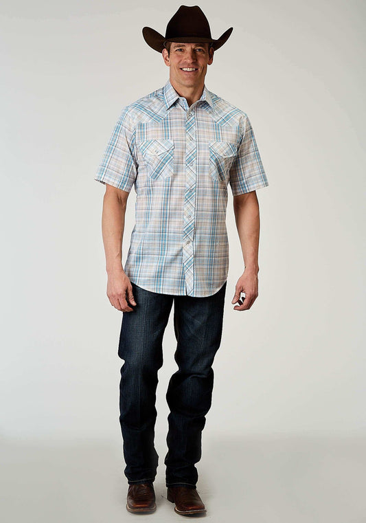 Roper Mens Short Sleeve Snap Multi Plaid Western Shirt - Roper - Flyclothing LLC
