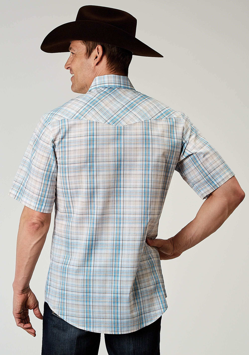Roper Mens Short Sleeve Snap Multi Plaid Western Shirt - Roper - Flyclothing LLC