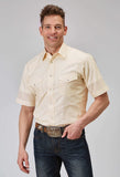 Roper Mens Short Sleeve Snap Cream Tonal Stripe Western Shirt - Roper - Flyclothing LLC